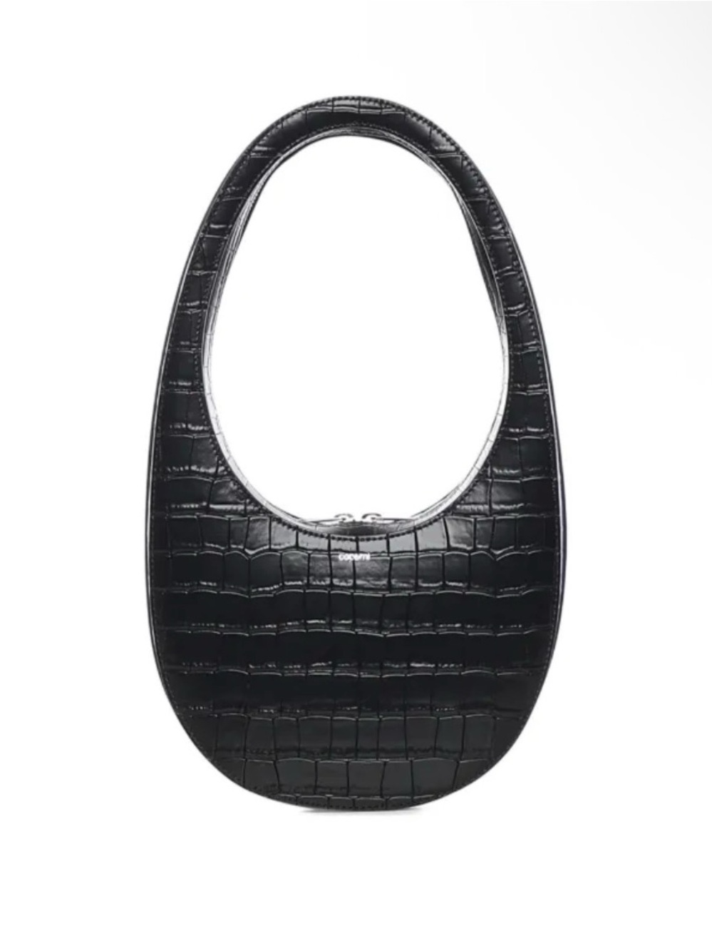 Coperni Black Croc-Embossed Oval Shoulder Bag